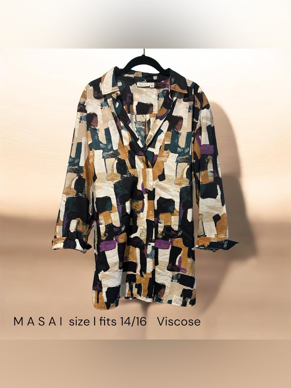 The M A S A I  “Heridis print tunic “ size 14/16  is Artsy oversized esthetic !